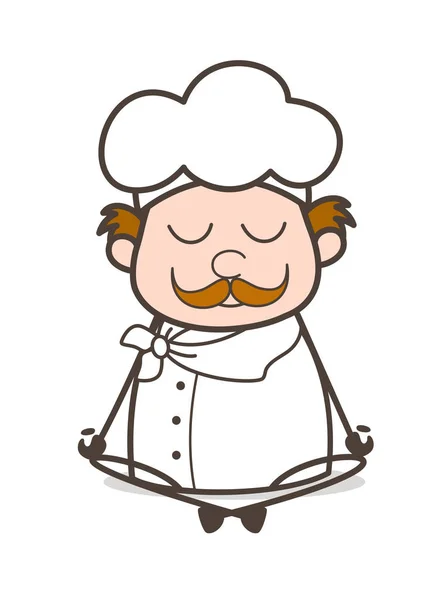 Dessin animé Ancien chef faisant de la méditation Illustration vectorielle — Image vectorielle