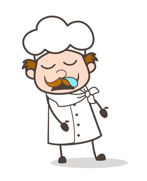 Caricatura Chef mayor Sleepy Face Vector Ilustración — Archivo Imágenes Vectoriales