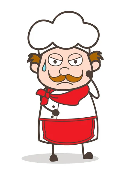 Vector de expresión de la cara cansada del chef de dibujos animados — Vector de stock