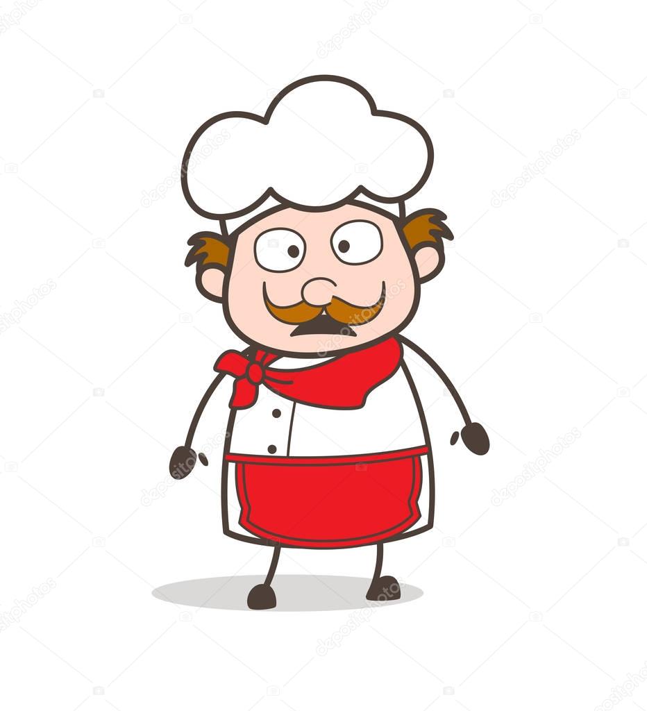 Cartoon Chef Pensive Face Vector Illustration