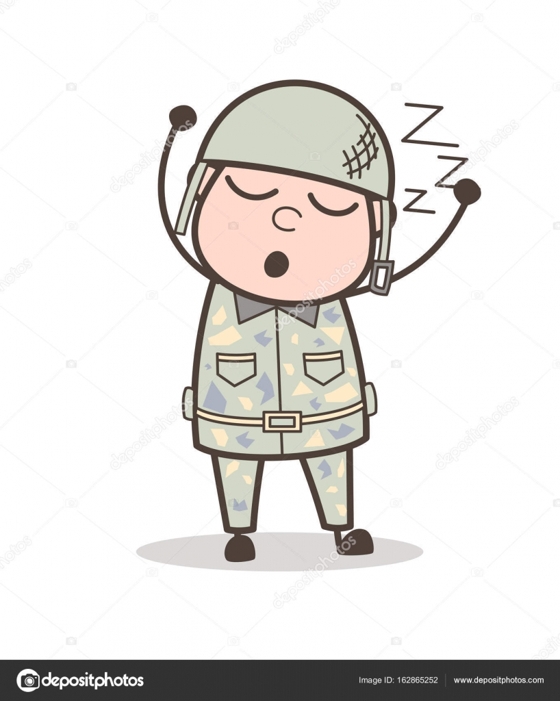 Cartoon müde Armee Mann schlafen und Schnarchen Vektorillustration  Stock-Vektorbild von ©lineartist 162865252, image size:818x1024