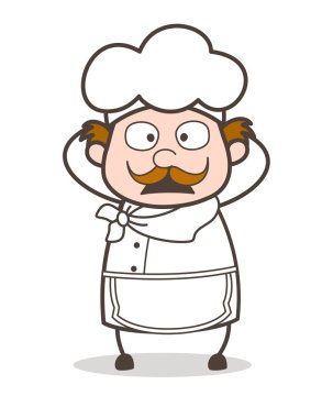 Çizgi film Şef yüzü açık ağız vektör çizim ile şaşırttı