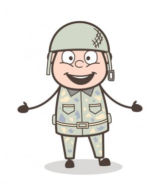 Karikatür mutlu ordu adam vektör çizim sunulması
