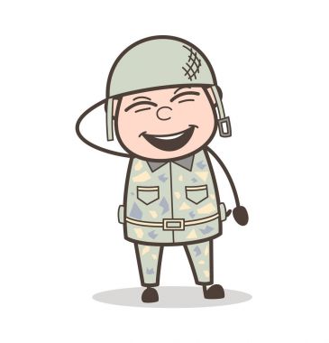 Komik ordu adam vektör çizim ifade gülüyor karikatür