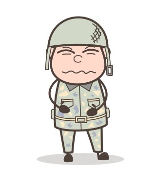 Ağrısı mide vektör gösterimde olan çizgi film ordu adam