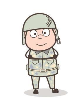 Memnun ordu adam yüz ifade vektör çizim karikatür