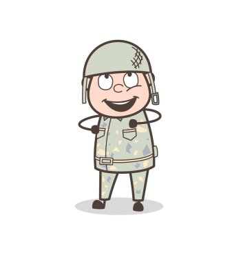 Çizgi film sevimli neşeli ordu adam vektör çizim