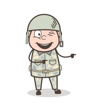 Karikatür komik yaramaz Ordusu subayı vektör çizim