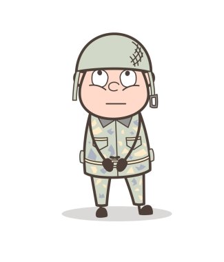 Çizgi film masum asker yüz ifade vektör çizim