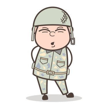 Çizgi film askerin ağrısı bel vektör çizim içinde olan