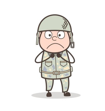 Şok asker yüz ifade vektör çizim karikatür