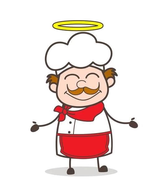 Cartoon niedlichen Koch glückliches Gesicht mit Heiligenschein-Vektor — Stockvektor