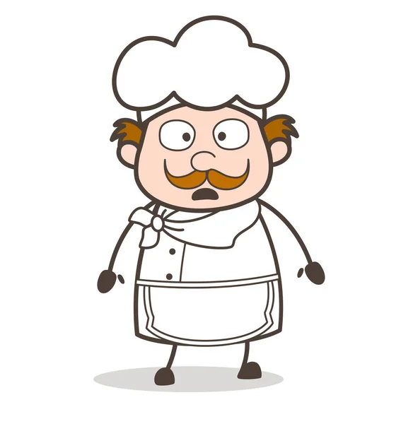 Desenhos animados confuso velho Chef Face Vector Ilustração — Vetor de Stock