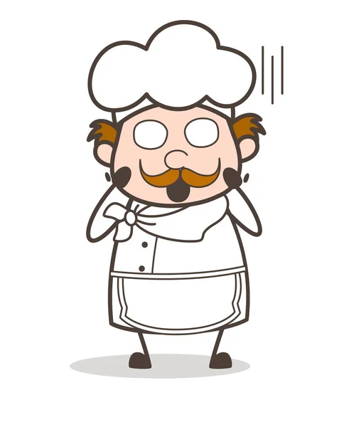 Caricatura Cara de Chef Viejo Gritando de Miedo Vector Ilustración — Vector de stock