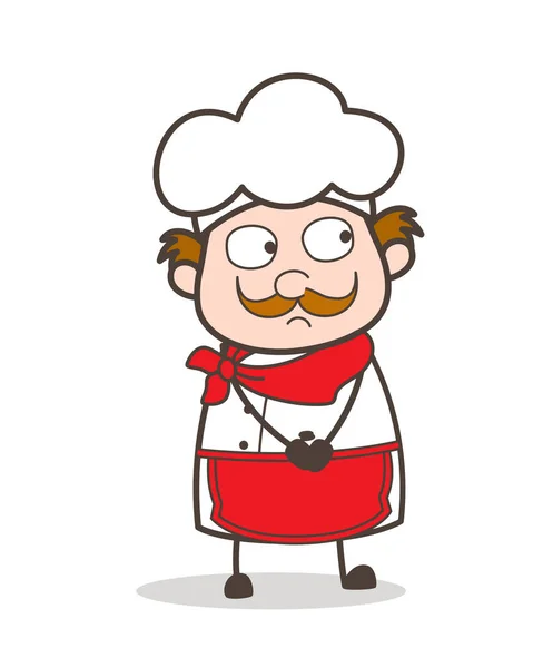 Desenhos animados velho Chef franja rosto vetor ilustração —  Vetores de Stock