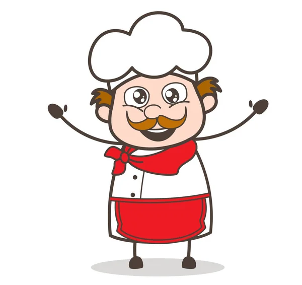 Caricatura Chef Emocionado Cara Feliz — Vector de stock