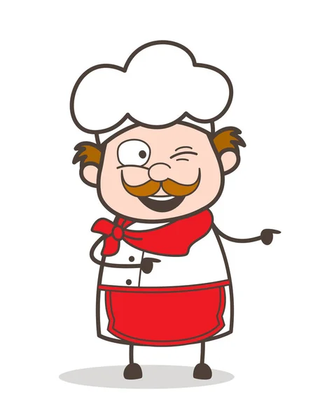 Cartoon Chef Winking Eye visage et pointant concept vectoriel — Image vectorielle