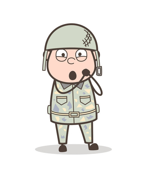Cartoon Innocent Army Man Character
