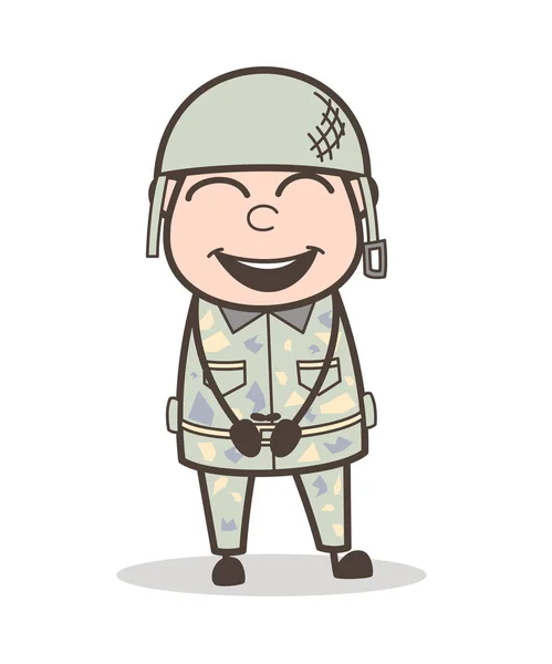 Dibujos animados sonriente ejército hombre cara vector ilustración — Archivo Imágenes Vectoriales