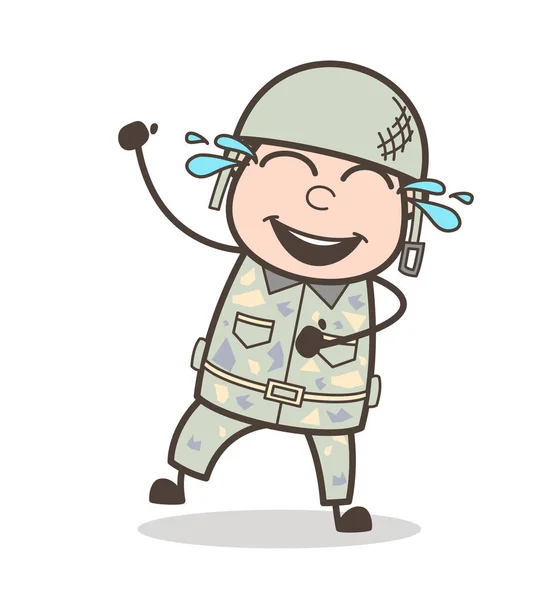 Kreslený smát legrační Army muž vektorové ilustrace — Stockový vektor