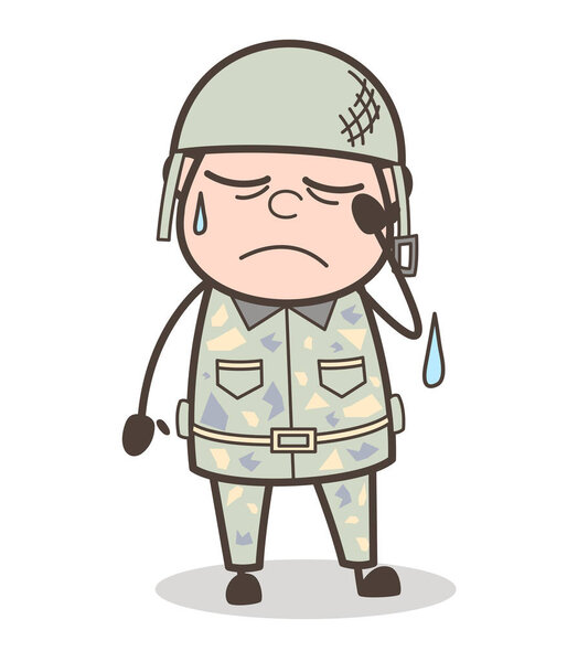 Карикатурный сержант плачет
