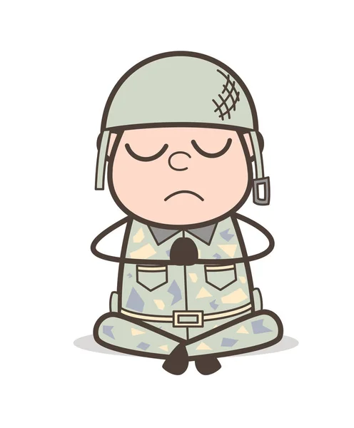 Άνθρωπος του στρατού γελοιογραφία κάνει συγκέντρωση σε εικονογράφηση διάνυσμα γιόγκα — Διανυσματικό Αρχείο