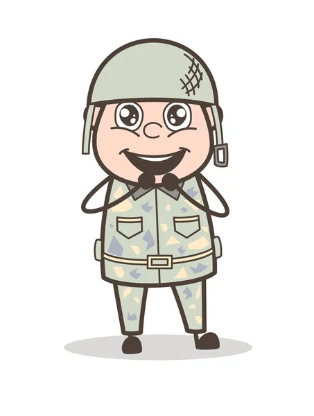 Cartoon Excited Army Officer Expression Vector Illustration — Stock Vector