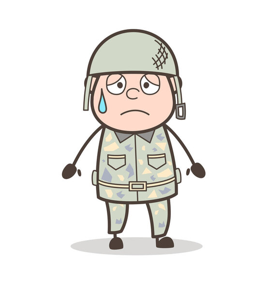 Emotional Army Officer Face Expression Vector Illustration