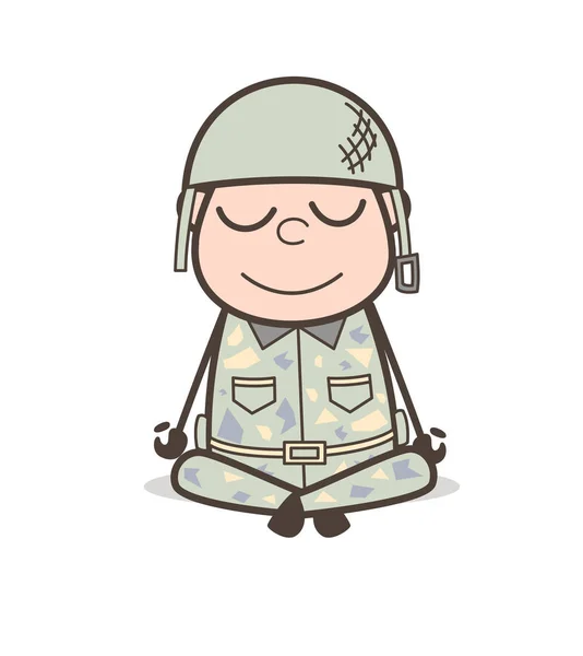卡通士兵做瑜伽矢量图 — 图库矢量图片