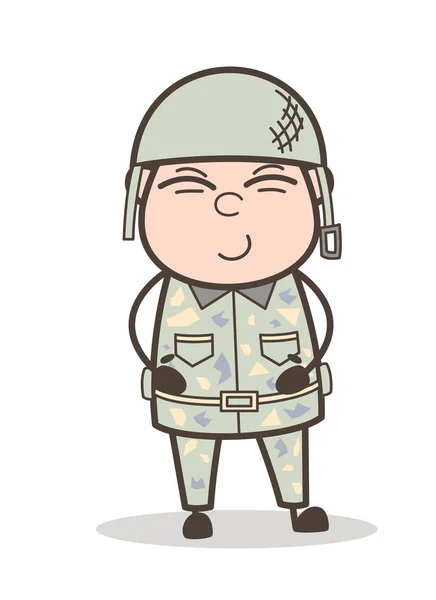 Carino sorriso su esercito uomo faccia vettoriale illustrazione — Vettoriale Stock