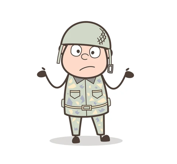 Personaje vectorial de soldado sorprendido de dibujos animados — Vector de stock