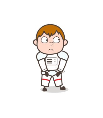 Çizgi film korku astronot yüz ifade vektör çizim