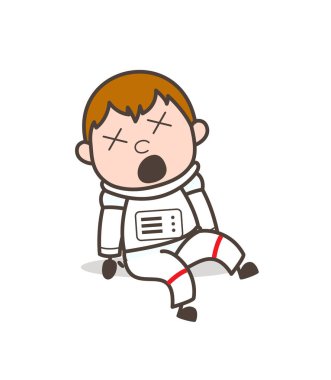 Çizgi film uzay çocuk şaşkın yüz vektör çizim ile