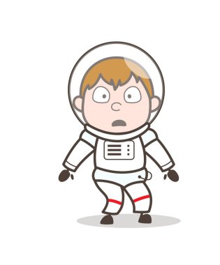 Spaceman yüz ifade vektör çizim karikatür ızdırapla