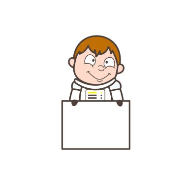 Çizgi film Spaceman Reklam Banner vektör çizim ile