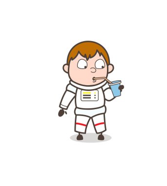 Çizgi film susuz alan soğuk kahve vektör çizim içme yolcusu