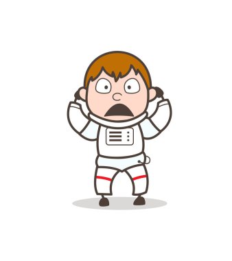 Istıraplı astronot yüz ifade vektör çizim karikatür