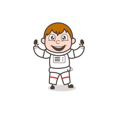 Çizgi film neşeli uzay yolcusu yüz ifade vektör çizim