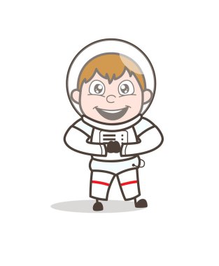 Spaceman vektör karakter karikatür heyecanlı