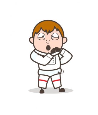 Çizgi film uzay adamı el jest vektör çizim yapıyor