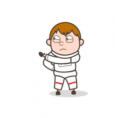 Çizgi film uzay çocuk yüz ifade vektör çizim çatık