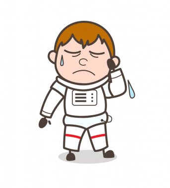 Yüz ifade vektör çizim ağlıyor çizgi film astronot