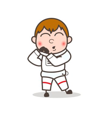 Çizgi film utangaç astronot yüz vektör çizim efendi