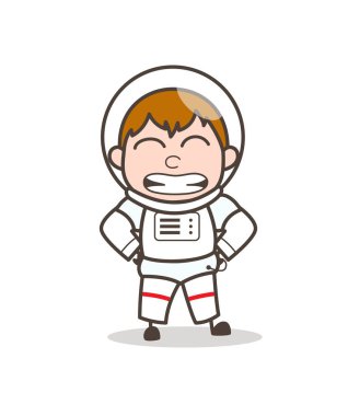 Gülümseyen yüz vektör çizim karikatür komik kozmonot