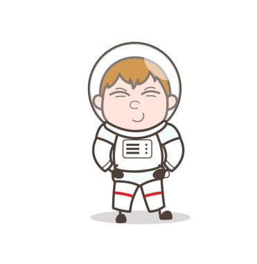 Sevimli gülümseme kozmonot yüz vektör çizim