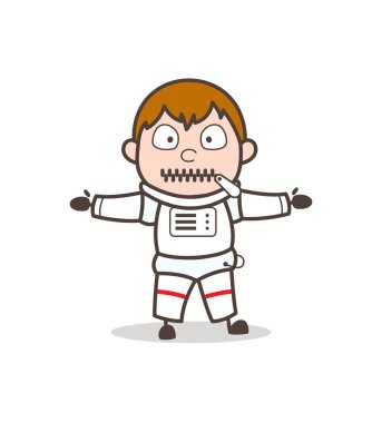 Çizgi film astronot jpgper-ağız yüz vektör çizim