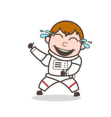 Gülen komik uzay adamı vektör çizim karikatür