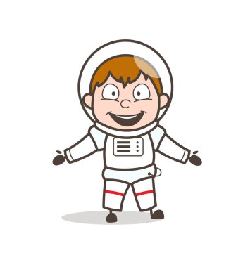 Karikatür mutlu astronot vektör çizim sunulması