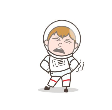 Çizgi film astronot ağrısı bel vektör çizim içinde Getting