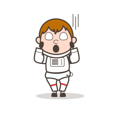 Korku vektör çizim içinde çığlık karikatür kozmonot